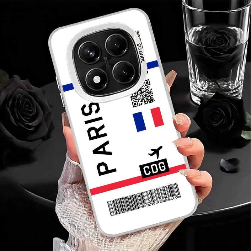 Travel Air Ticket Label Shockproof Phone Case for Xiaomi Redmi Note 15 14 13 12 Pro Plus 11 11S 11T 5G Cover Anti Fall Fundas