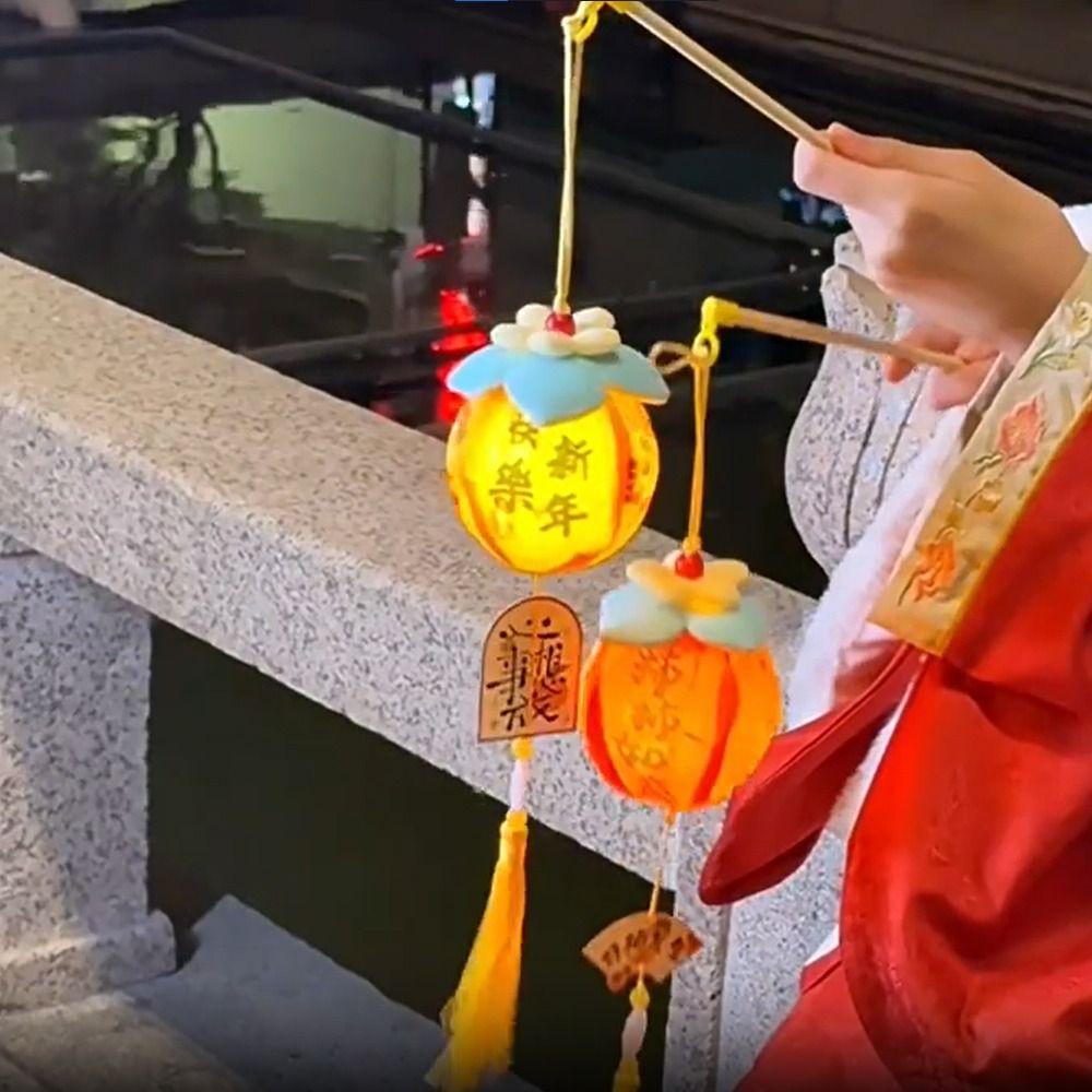 Cartoon Lucky Persimmon Lantern with Tassel Spring Festival Lantern  Living Room Decor