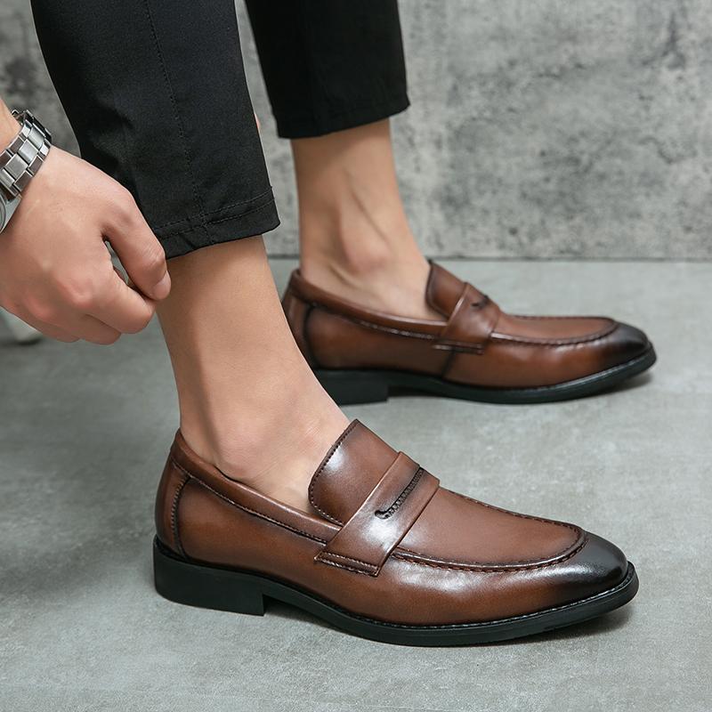 Men Brown Loafers Thick Sole Platform Height Increase Black Classic Business Office Dress Prom Tuxedo Party Shoes