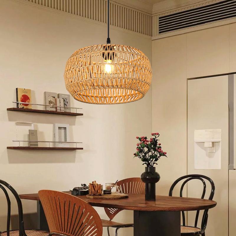 Wicker LED Pendant Light - New Chinese Style, Zen Tea Room or Dining Light, Japanese Bamboo Art Lantern, Antique Style