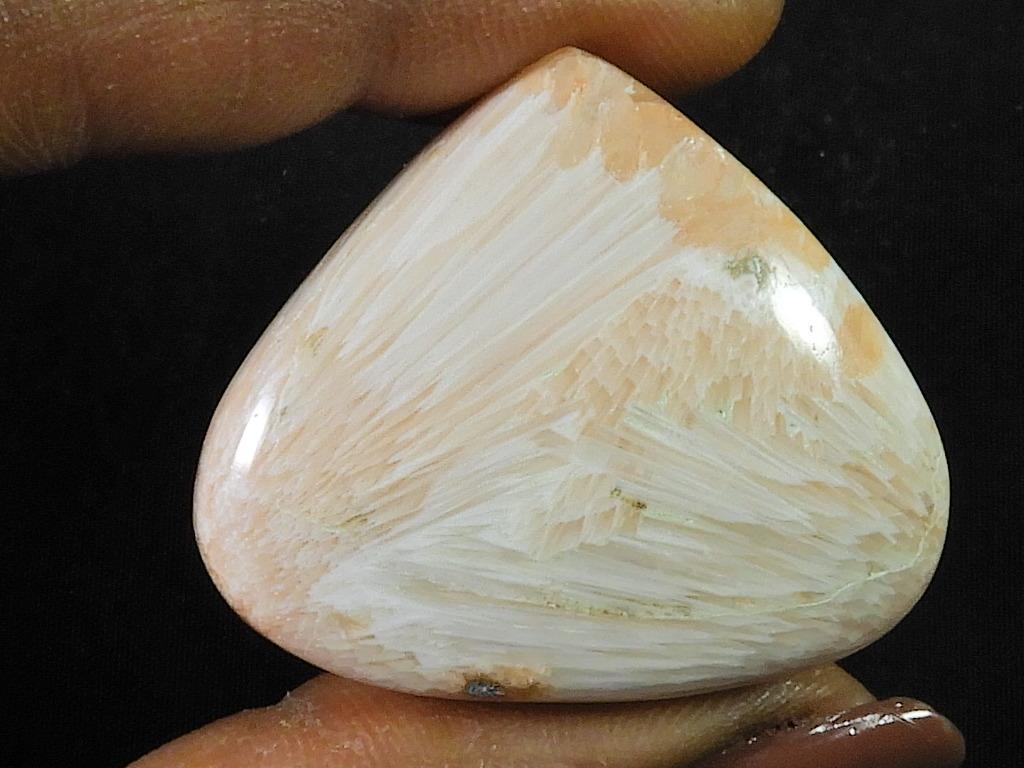 50Cts. Pink Scolocite Pear Healing Crystal Cabochon Loose Gemstone 35X30X8MM SK-2463