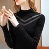 Half High Collar Base Shirt with Lace Patchwork Top On Top Sweater