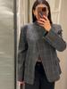 2026 European & American Women's Irregular Plaid Long Sleeve Suit Jacket - Versatile Spring/Autumn Commuting Wear