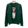 Damen Jacquard Wollmischpullover mit gesticktem Cartoon-Bär-Design