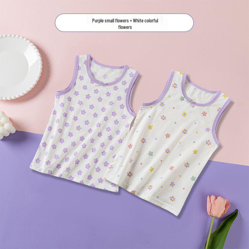 Class A Girls' Floral Cotton Tank Top for Ages 6-12 - Available In Medium & Large Sizes