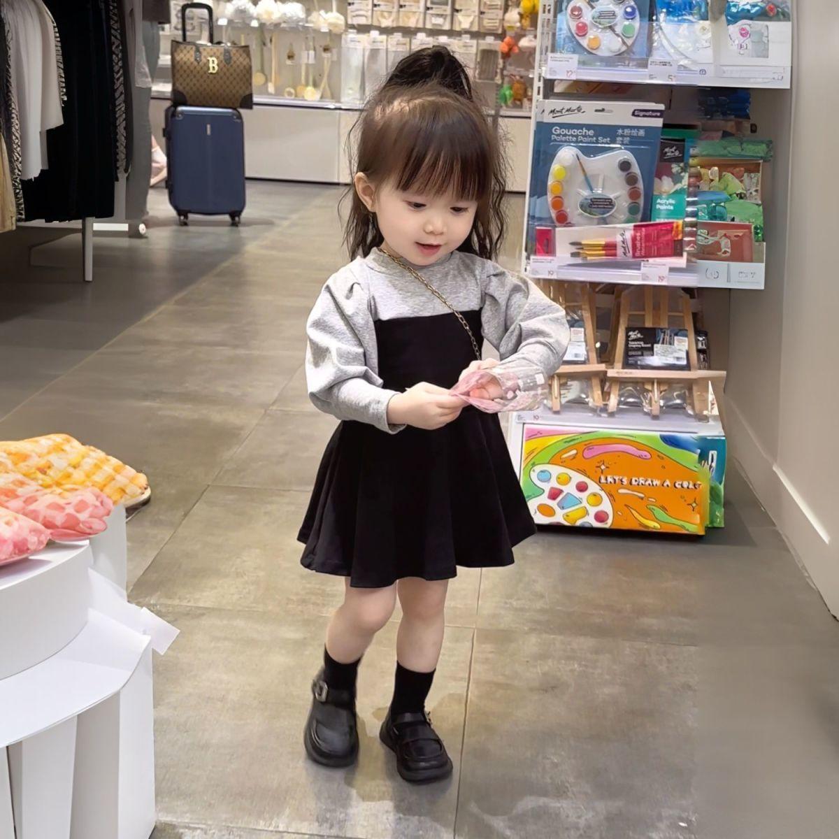 Girls Long Sleeve Korean Princess Dress for Toddlers and Kids 90
