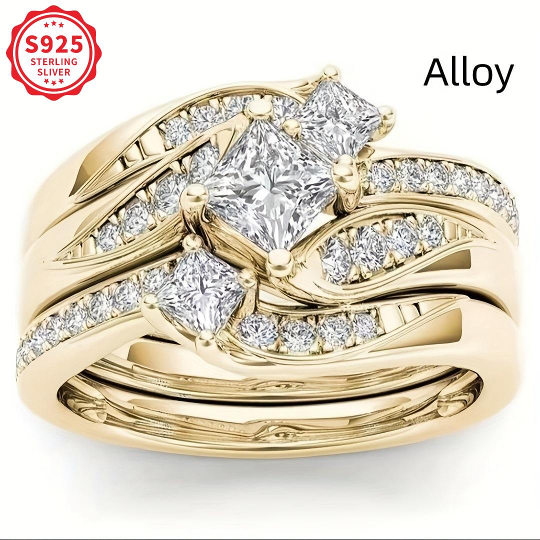silver high-end personalized couple s ring, gold-plated three-layer fashion women s ring, women s engagement ring and promise ring 12th