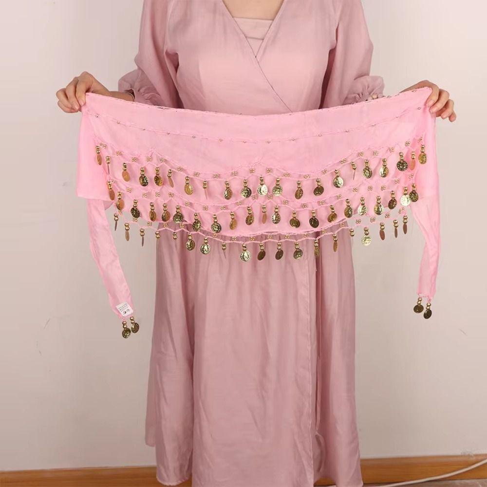 Gold Color Coins Bellydance Waist Chain Three Layers Dancing Waist Belt  Indian Dance