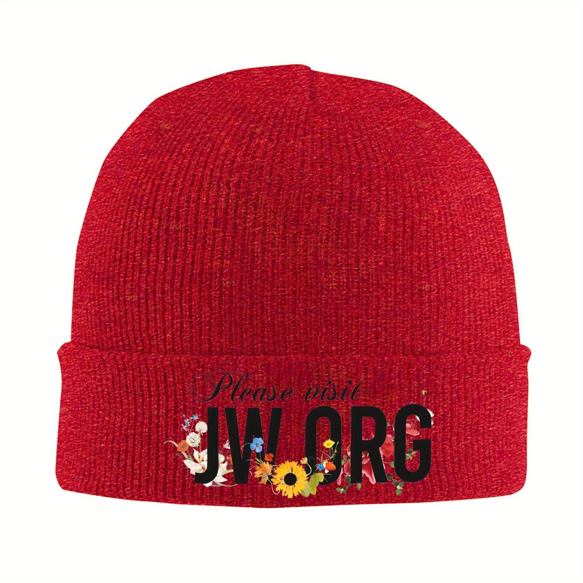 Посетите JWORG Merch Зимняя шапка-бини с манжетой из рубчатого трикотажа Для женщин Унисекс Вяленая шапка-череп Кепка Шапки-боннет с цветочным логотипом