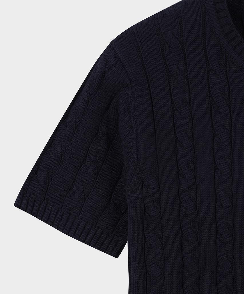 BROOKS BROTHERS [Women'S] Cotton Cable Crew Neck Short Sleeve Sweater (Dark Navy) (Bbwrwb201Arfm)