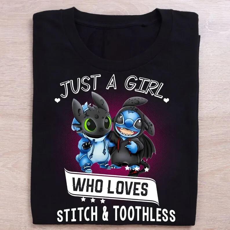 Просто Девушка, Которая Любит Стича И Беззубика Футболка Lilo And Stitch Футболка Унисекс Футболка M
