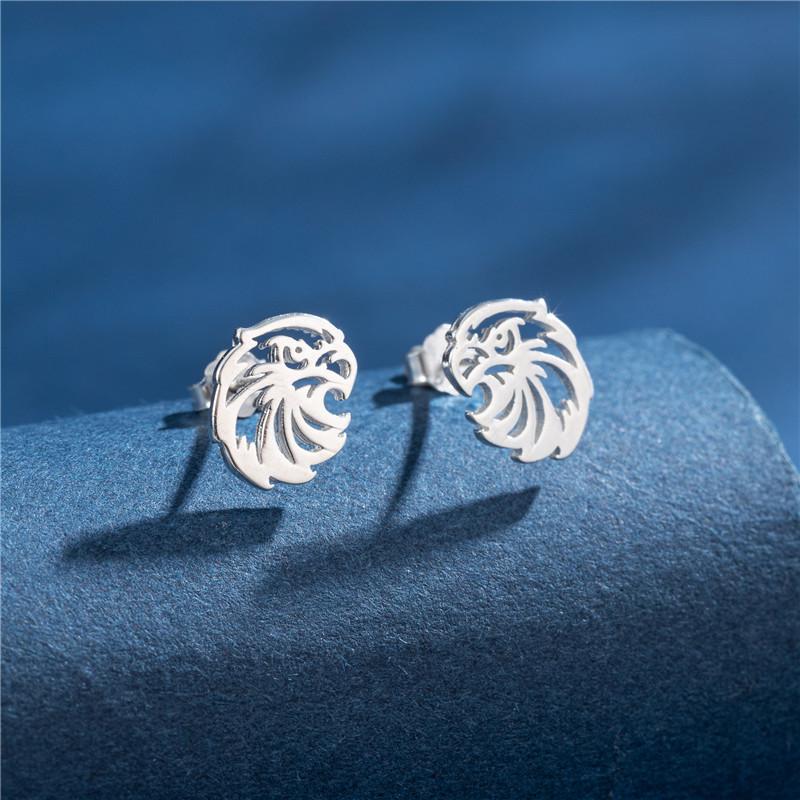 100% Real Sterling Copper 925 Fashion Stud Earrings Minimalist Hedgehog Tiger Penguin Snake Cartilage Studs Hypoallergenic Gift