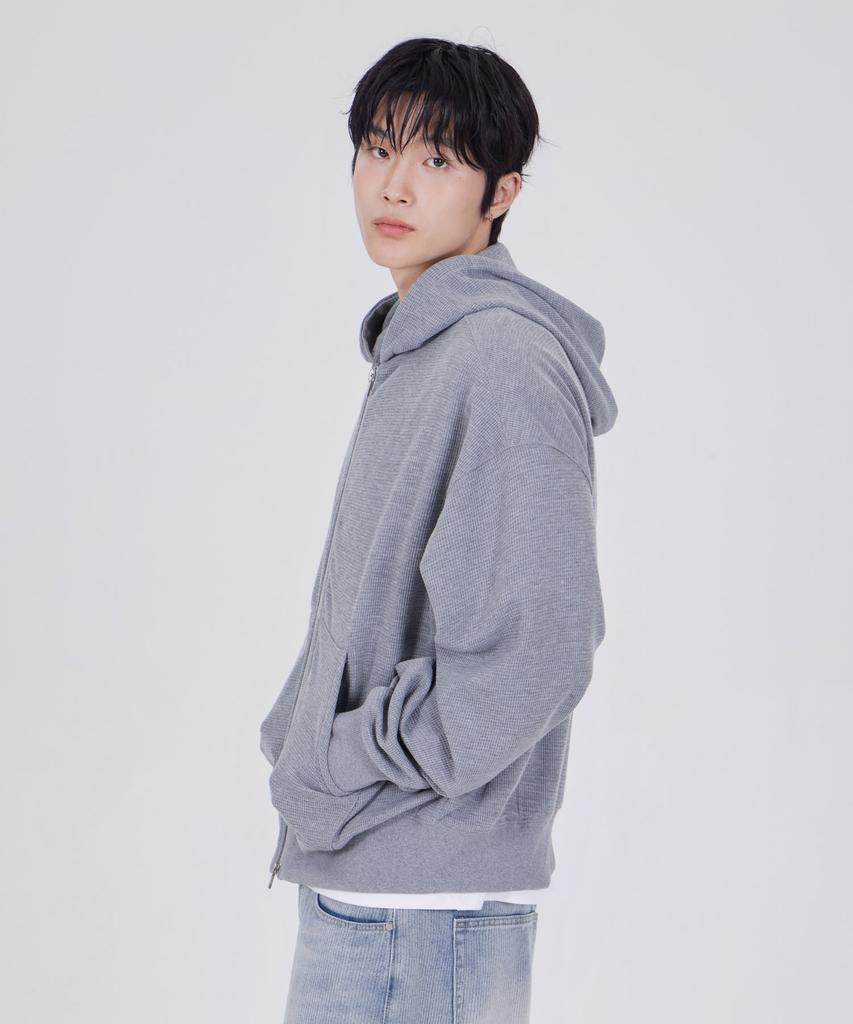 Glw Waffle Crop Zip-Up Hoodie Knit Gray