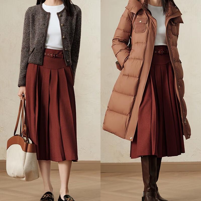 JIU ZI Annaquo Pleated Belt Midi Skirt M