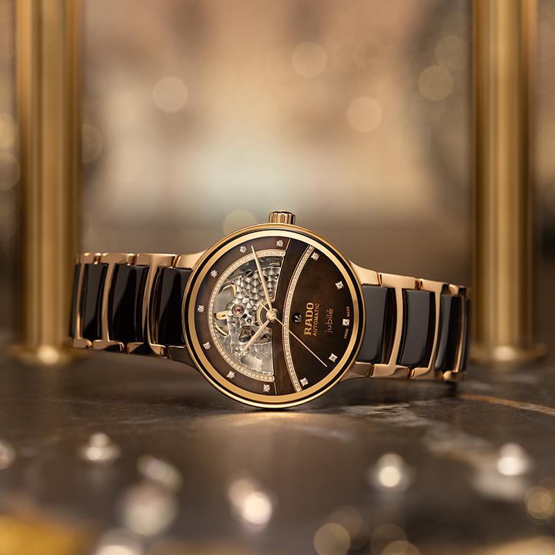 RADO Radar Kristal Serisi Otomatik Mekanik Mekanizma İskelet Elmas Mekanik Kadın Saati İsviçre Saati Kahverengi Kadran R30029942