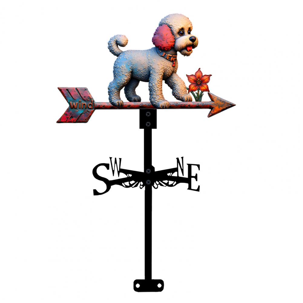Metal Weather Vane Indicator Rustic Style Dog Wind Vane Rooftop Decoration for Shed Garden Yard Decor