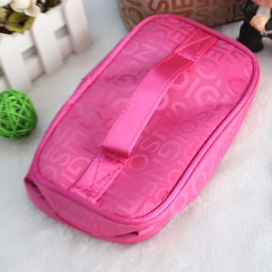 Cosmetic Bag High Capacity Portable Dust-proof Travel Women Lettered Make-up Bag with Hand Strap for Daily Use