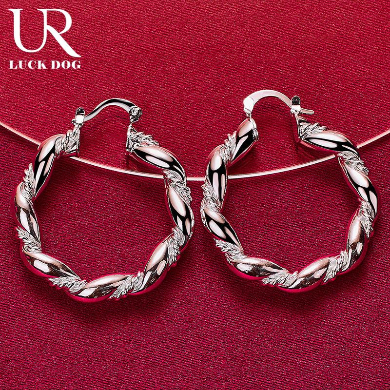 Boucles d'oreilles piercing torsadées en argent sterling 925, bijoux de mariage tendance