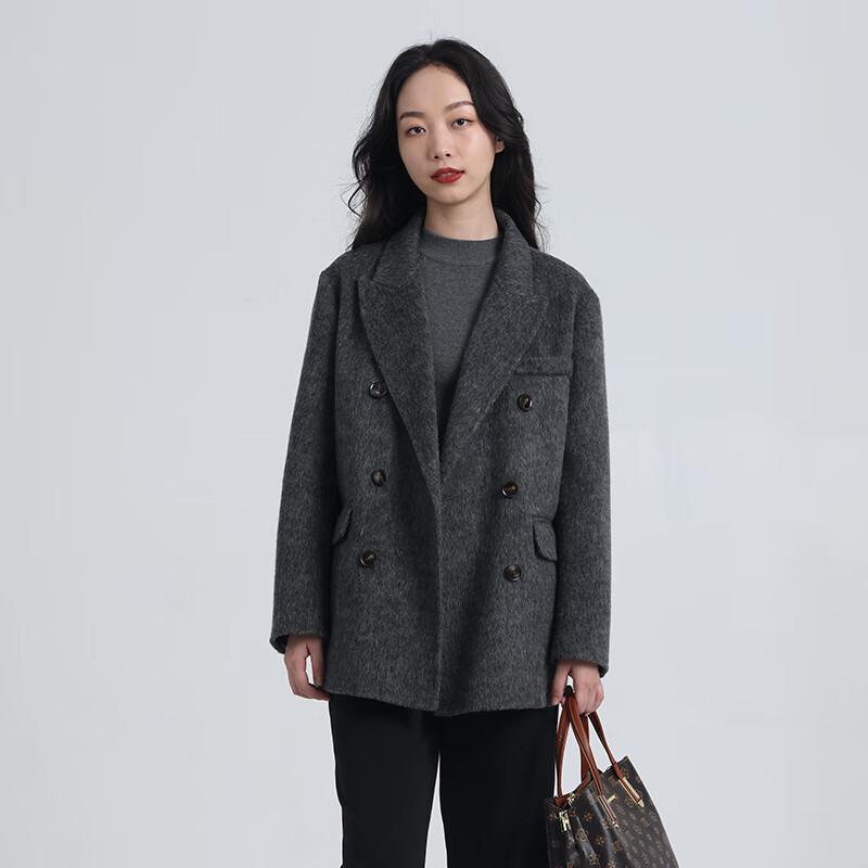 Yiliteng Damen Doppelseitiger Reiner Wollmantel