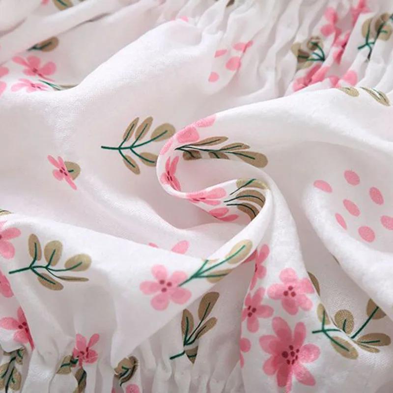 Secret Jam Sweet Broken Flower Slash Neck Women Blouse Agaric Edge Pleat Design Slim Elastic Waist Cropped Top Cute Chiffon T-shirt Summer