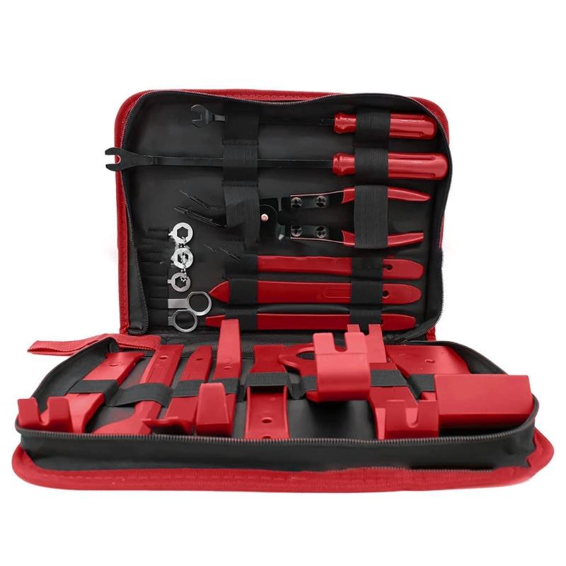 Fastener/Remover for Car Panel Dash Audio Radio Removal Installer Repair Pry Tool Kit Fastener Remover Kit with Storage