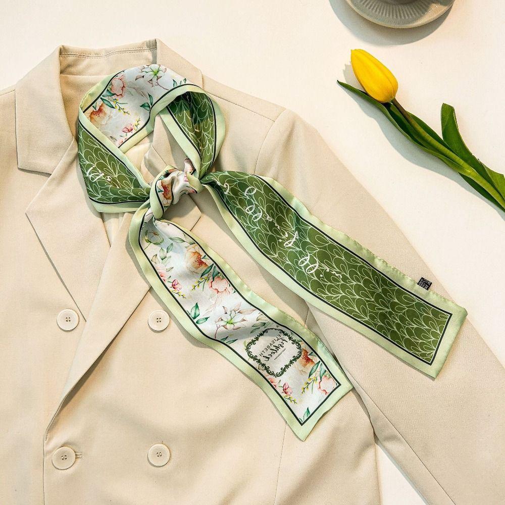 Korean Style Women Silk Scarf Hair Accessories Printing Neckerchief Floral Satin Hair Band  Beach