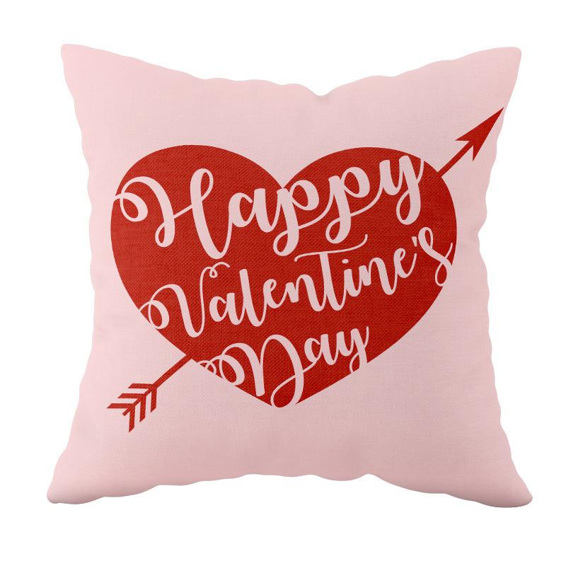 Valentine's Day Cushion Short Plush Love Printed Cushion Cover Car Bedside Cushion Gift