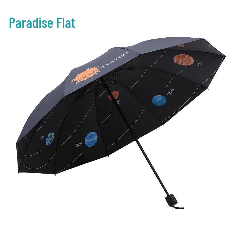 Paradise Doppelnutzungs-XL Dick Verstärkter UV-Schutz Schwarz Sonnen- und Regenschirm für Frauen und Studenten
