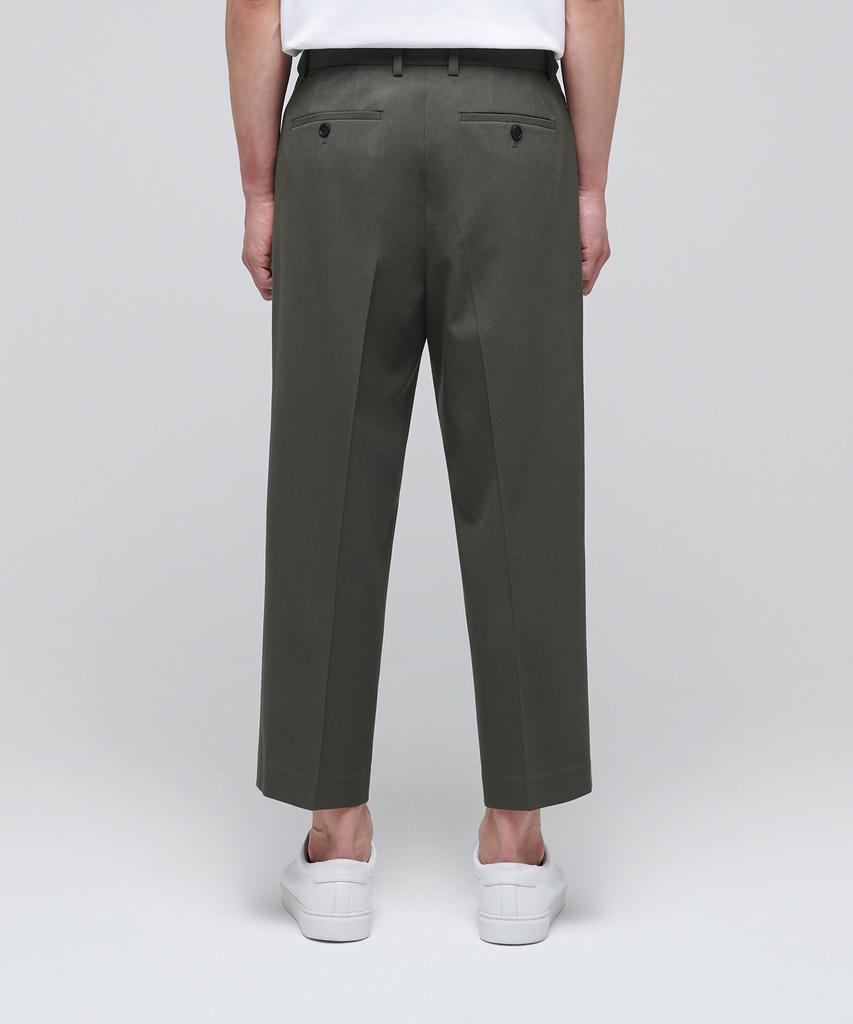 MUSINSA STANDARD Lightweight Loose Tapered Hidden Banding Crop Slacks [Dusty Khaki]