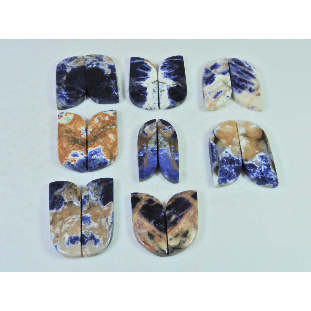 160Cts.Natural Sodalite Matched Pair Fancy Cabachon Loose Gemstone 8Pair Lot C-2707