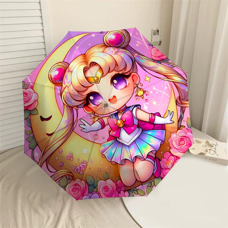 

1PC Moon Princess Flowers Umbrella-8-Rib Reinforced, Automatic Open, Lightweight & Durable, Cute Fashion Accessory for Outdoor-F2701