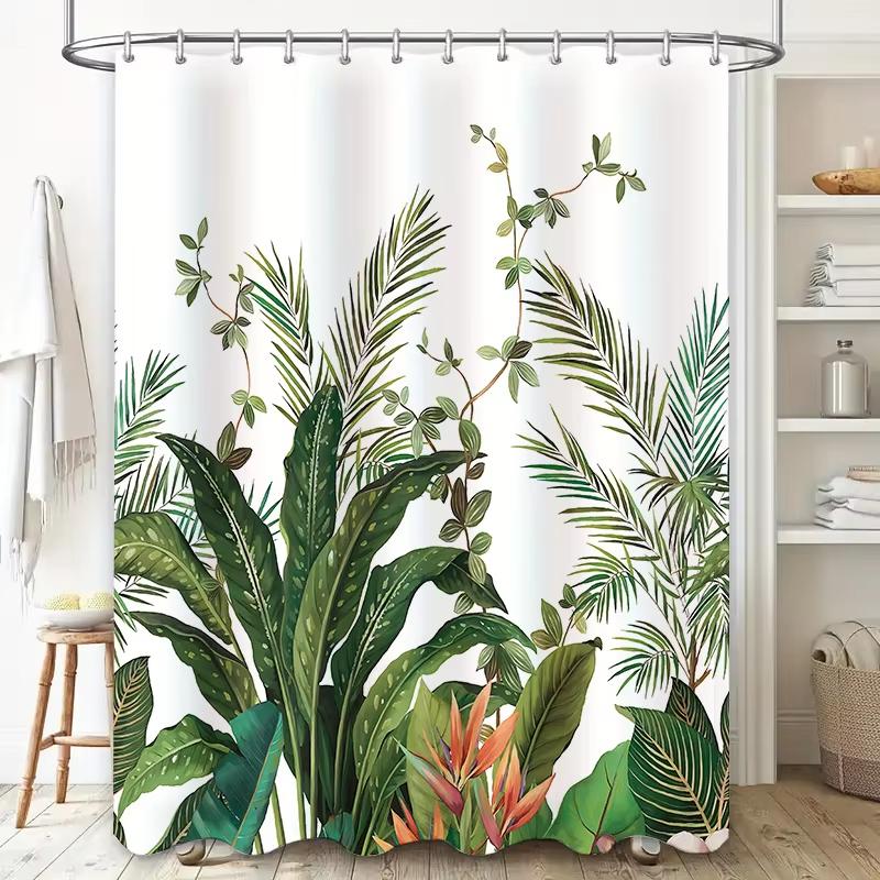 Elegant Floral Butterfly Shower Curtain – Waterproof Bathroom Decor with Tropical Plants, Multiple Sizes 90x180cm - 300x180cm