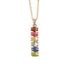 Regenbogen Mehrfarbiger Zirkonia Vertikaler Stab Anhänger Halskette, Goldfarbener Chakra Schmuck für Damen