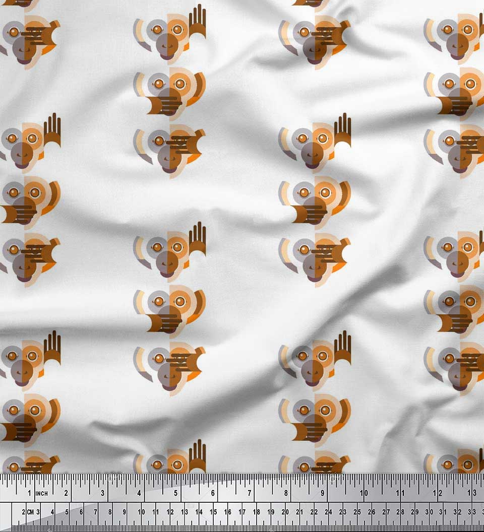 

Тканина Soimoi Японія Креп Сатин Обличчя Мавпи Мультфільм Принт Тканина на метри 42 дюйма 42 Inch Wide - Poly Crepe білий