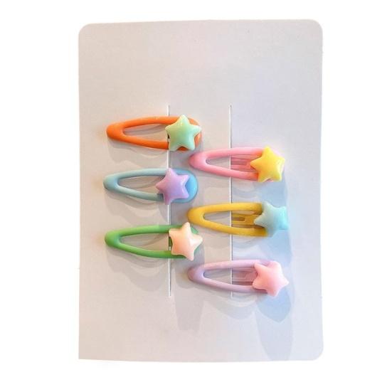 5/6Pcs Girl Hairpins Macaron Color Cartoon Fruit Flower Star Shapes Round Edge-Free Design Hair Clips Side Bang Hair