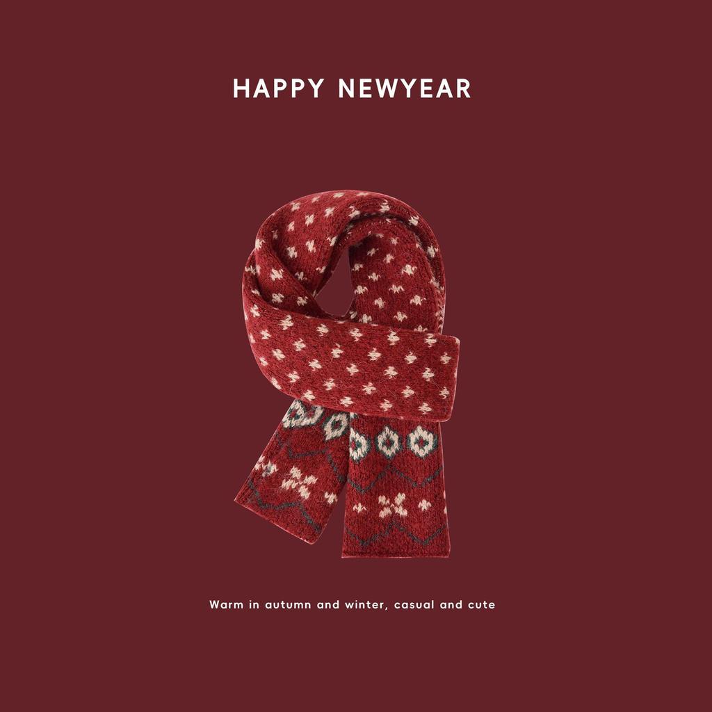 Kids' Christmas Plaid Scarf - Warm Red Winter Neck Warmer for Parent-Child Festivals