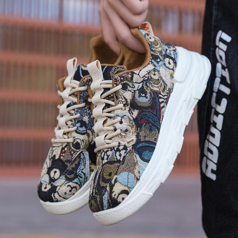 Men's 2024 Spring New Youth Canvas Platform Breathable Fashion Dad Shoes Internet Celebrity Fashion Casual Painted Sail