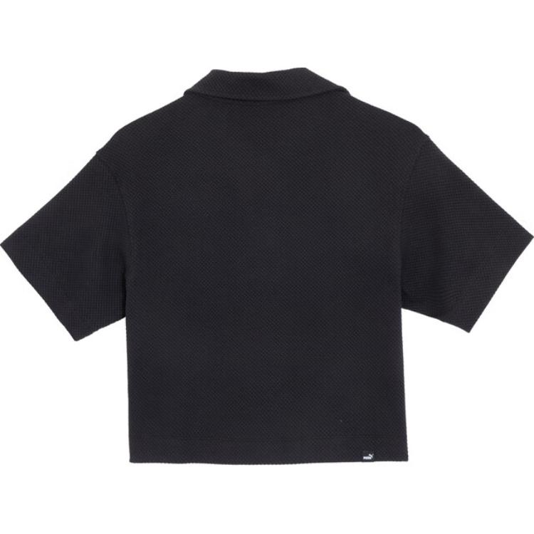 Puma Her Polo Tee Solid Loose Fit Short Sleeve Polo Shirt Women tops Black 676651-01