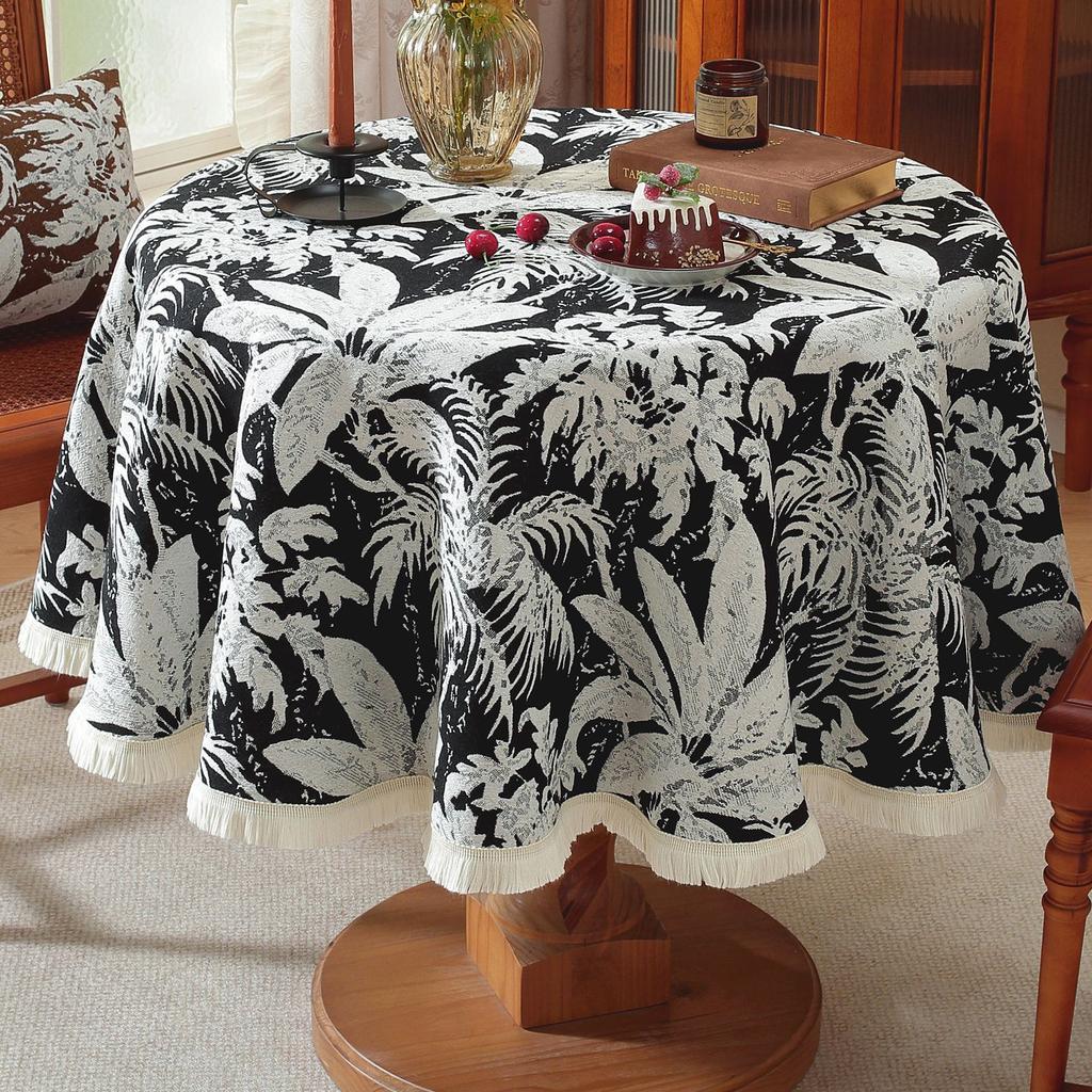 Tablecloth Round Tassel Tablecloth Thickened Fabric Plant Flower Decoration Supply