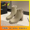 French thick heel fashion boots Martin boots 2025 autumn and winter new high heels thin boots white small short boots women