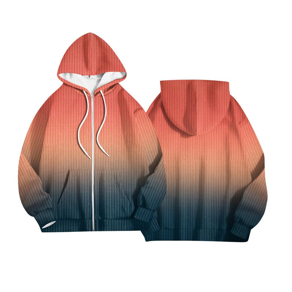 Women's Fashion Jacket Casual Printed Long-sleeved Hooded Cardigan Sweatshirts