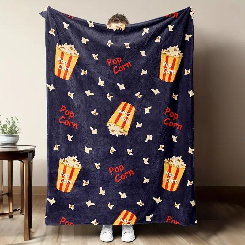 

Cartoon popcorn digital-printed polyester Bedroom velvet flannel cover blanket Fleece soft sofa cover blankets for beds 75x90cm