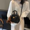 Retro handbag women's 2025 autumn and winter new contrasting color fashion bowling bag shoulder bag