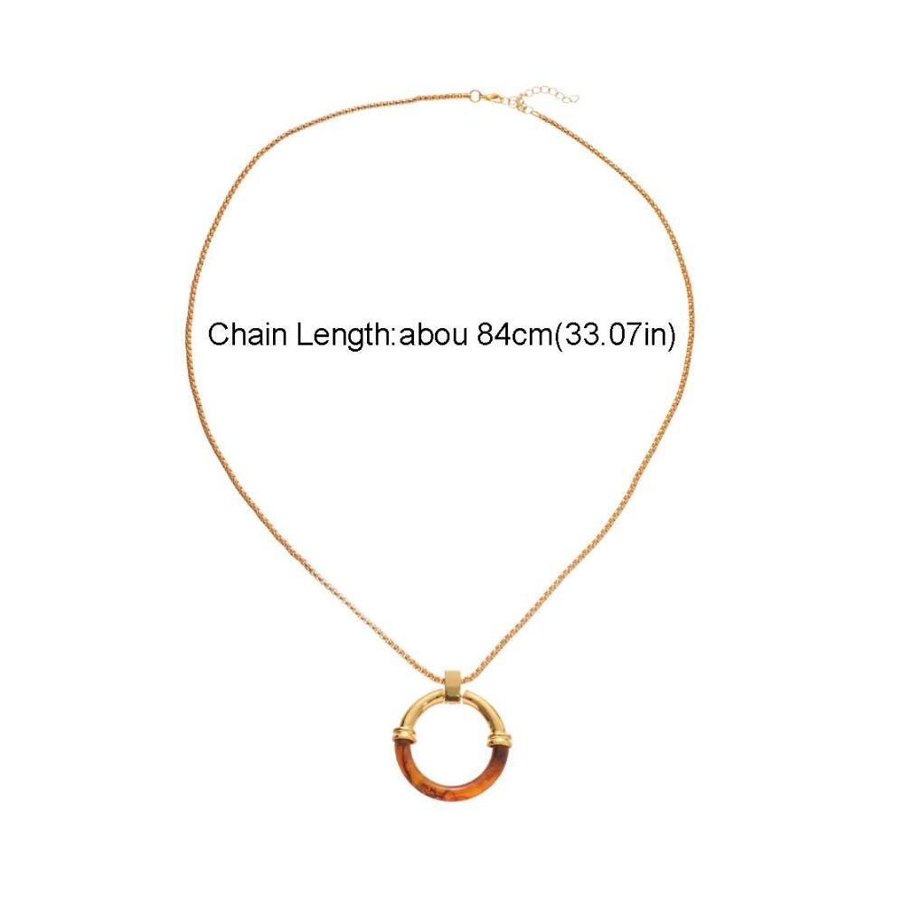 Stainless Steel Chain Long Chain Necklace Y2K Sweater Chain Amber Splicing Necklace Women