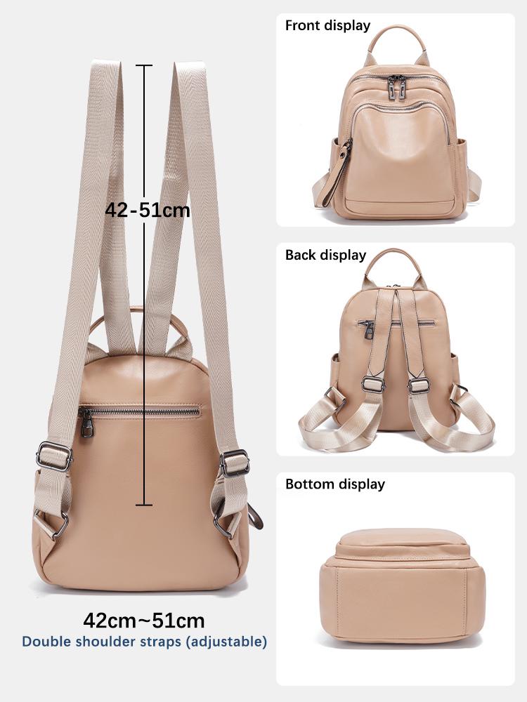 Zency Genuine Leather Stylish Backpack For Women Large Capacity Natural