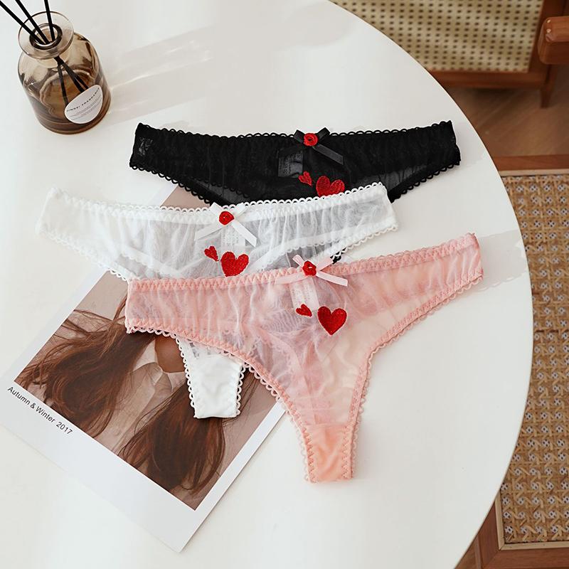 Mesh Transparent Thong Women Embroidery Panties Lace Sexy Underwear Seamless G-String Female Underpants Intimates Lingerie