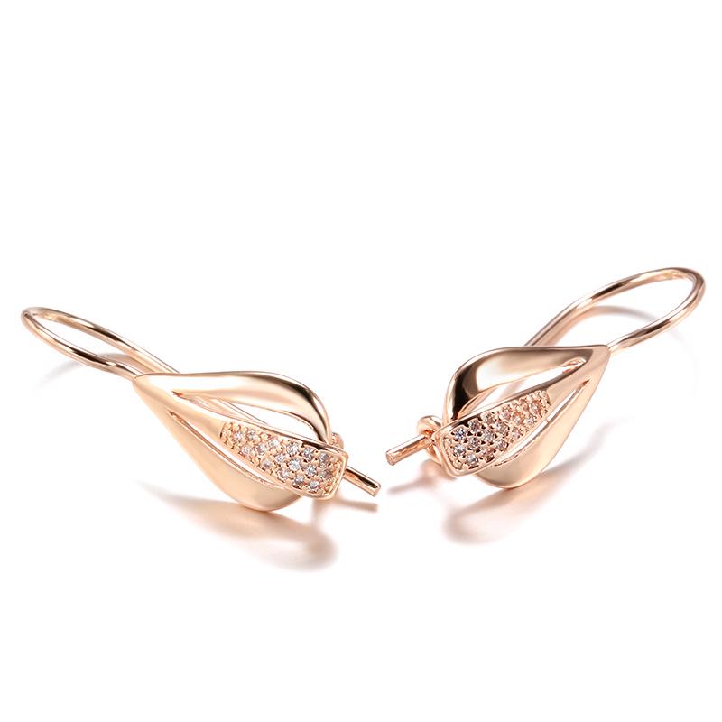 Korean Fashion Diamond Earrings: European & American Trend, 585 Rose Gold, Elegant & Unique