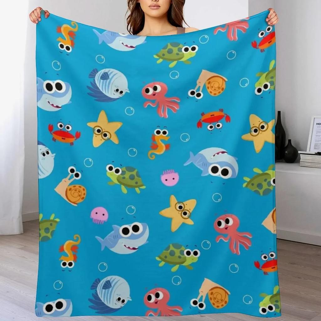 Finny The Shark Pattern 01 Throw Blanket For Baby For Sofa Thin Blankets