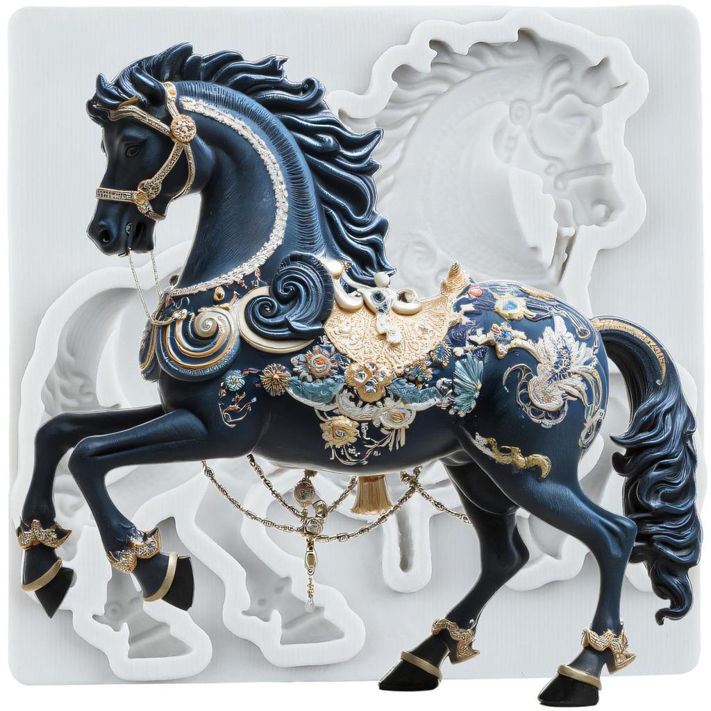 Silikonová forma na koně Kolotoč Fondánové formy Nástroje na zdobení dortů Topper na cupcake Cukroví Pryskyřice Hmoty na modelování Čokoládová Gumpaste forma