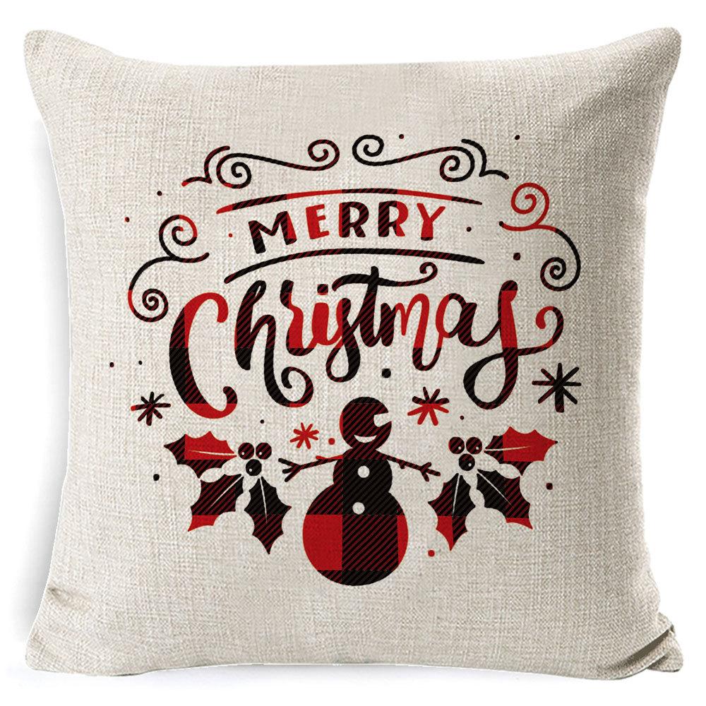 Christmas Pillow Cover Home Sofa Cushion Elk Letter Print Cushion Cover Christmas Atmosphere